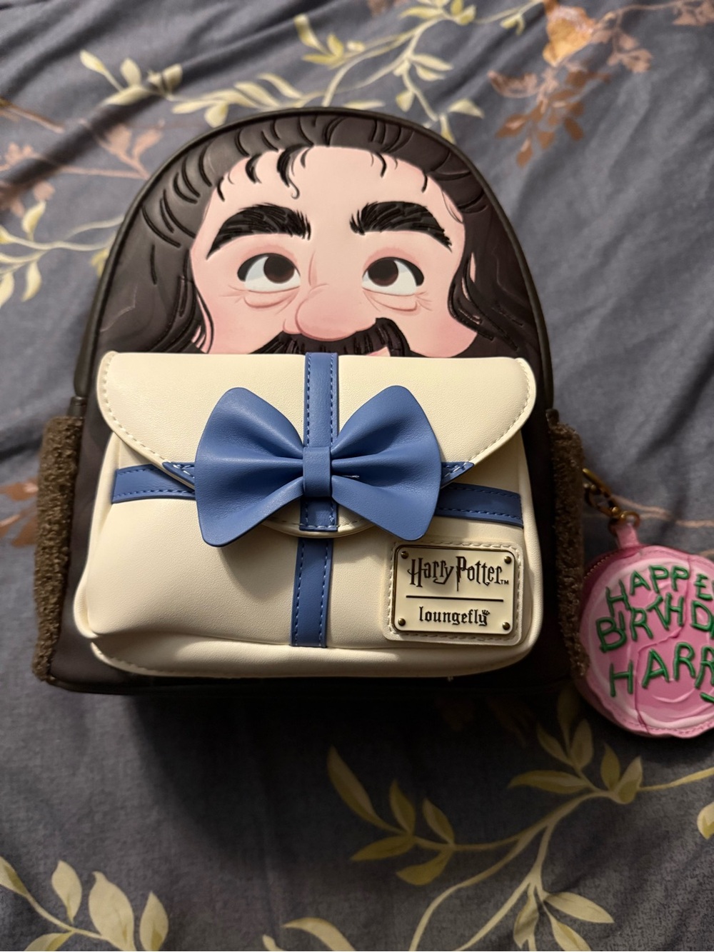 Loungefly Harry Potter Hagrid Gift Box Mini Backpack in White & Blue